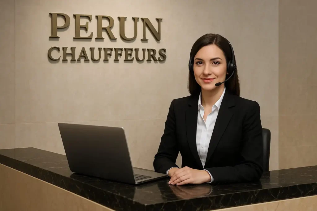 Professional female receptionist at Perun Chauffeurs